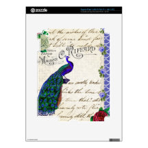Vintage Peacock Song Collage Decals For iPad 3