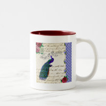 Vintage Peacock Song Collage Mug