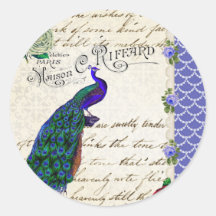 Vintage Peacock Song Collage Stickers