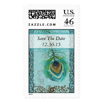 Vintage Peacock Star Wedding Postage