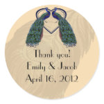 Vintage Peacock Thank You Favor Stickers zazzle_sticker