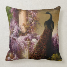 Vintage Peacock Throw Pillow