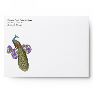 Vintage Peacock Wedding Envelopes envelope