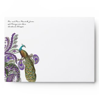 Vintage Peacock Wedding Envelopes envelope