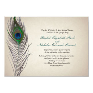 Vintage Peacock Wedding Invitation 5