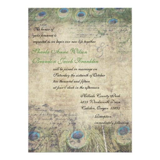 Vintage Peacock Wedding Invitation