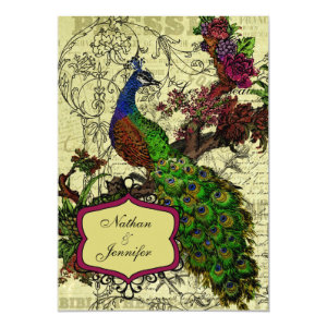 Vintage Peacock Wedding Invitation 5