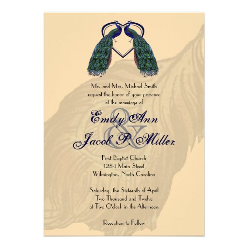 Vintage Peacock Wedding Invitations