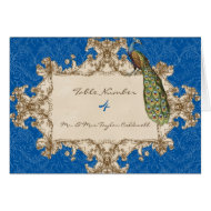 Vintage Peacock Wedding Table Number Seating Cards card