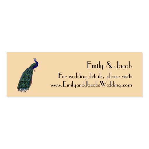 Vintage Peacock Wedding Website Insert Cards Business Card Templates (front side)