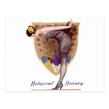 Vintage Peacock Woman Flapper Post Cards