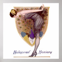 Vintage Peacock Woman Flapper Poster