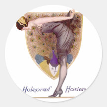 Vintage Peacock Woman Flapper Round Stickers