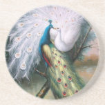 Vintage Peacocks Kiss Drink Coasters