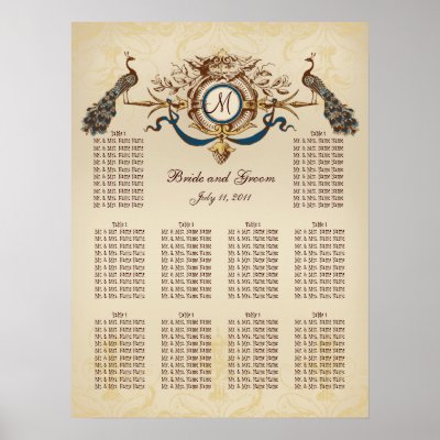 Wedding Seating Plan on Vintage Peacocks Wedding Seating Chart  Template Wedding Seating Plan