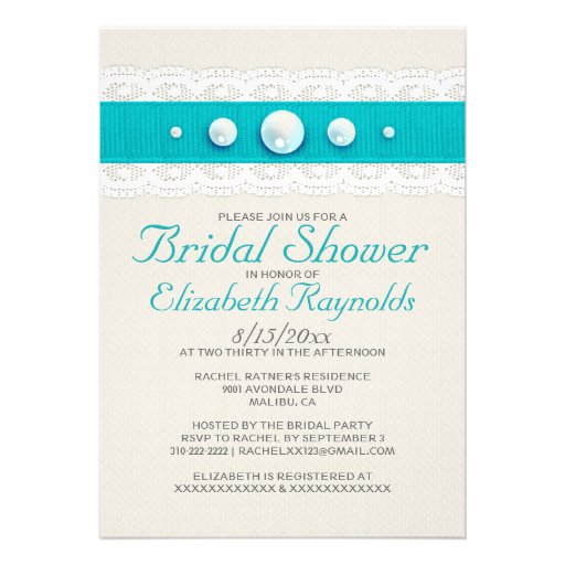 Vintage Pearl Bridal Shower Invitations