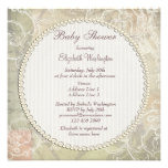Vintage Pearls & Lace Floral Collage Baby Shower Announcement