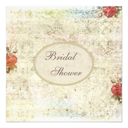 Vintage Pearls & Lace Shabby Chic Bridal Shower Personalized Invite