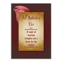Vintage Peeking Demon Halloween Party Invitation
