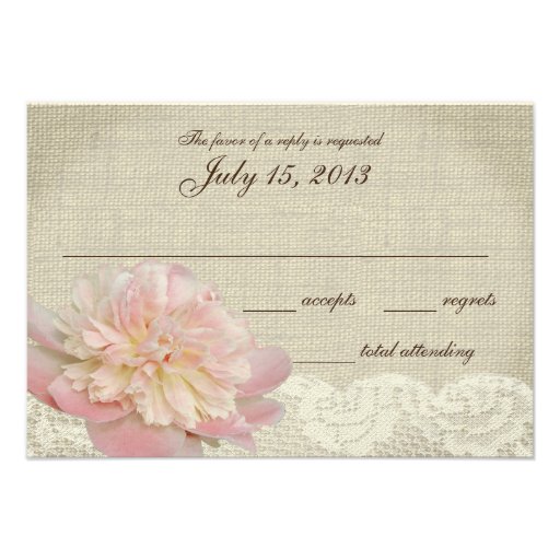 Vintage Peony and Lace Wedding Response Card