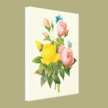 Vintage Persian Yellow Rose Tea Roses by Redoute canvas prints