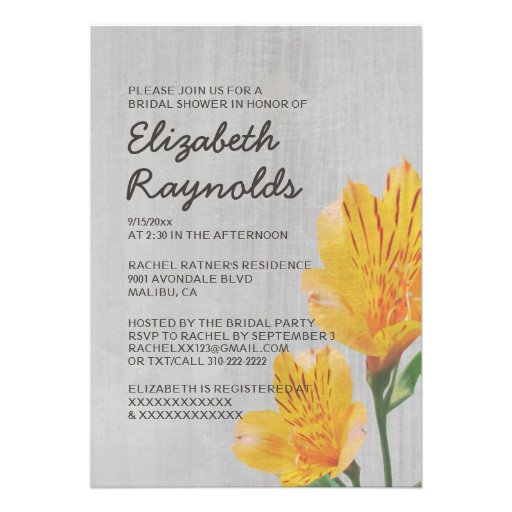 Vintage Peruvian Lily Bridal Shower Invitations