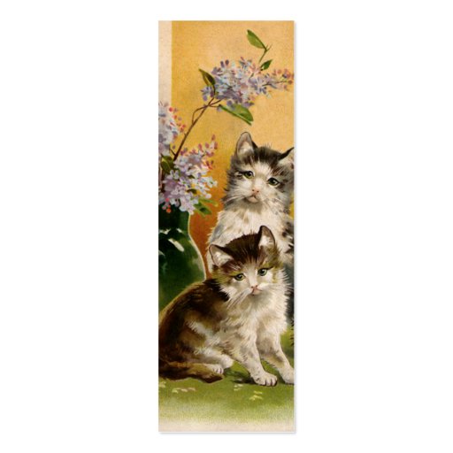 Vintage Pet Animals Victorian Cats Kittens Flowers Business Card Templates (front side)