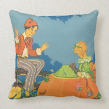 Vintage Peter Peter Pumpkin Eater Nursery Rhyme Throw Pillows
