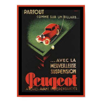 Vintage Peugeot Ad - Partout Comme sur un billard posters