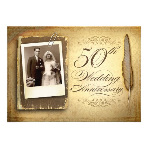 vintage photo fancy 50 anniversary invitations