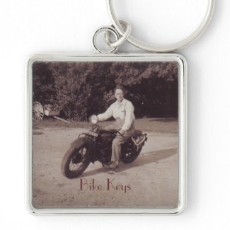 Vintage Photograph Motorcycle Novelty Keychain
