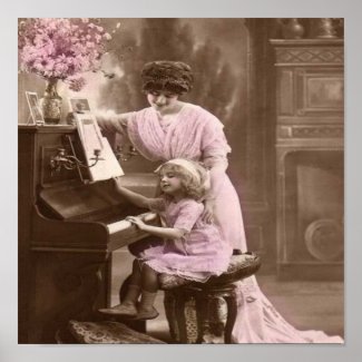 Vintage Piano Lessons Poster