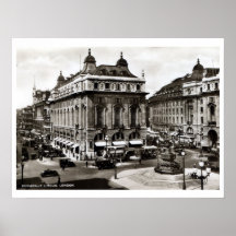 Vintage Piccadilly Circus black and white photo Posters