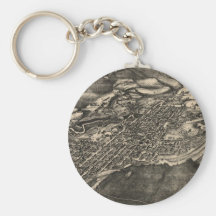 Vintage Pictorial Map of Aspen Colorado (1893) Key Chain