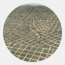 Vintage Pictorial Map of Atlanta (1871) Round Stickers