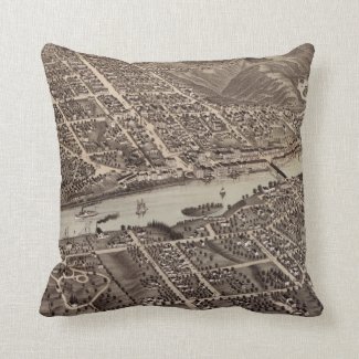Vintage Pictorial Map of Augusta Maine (1878) Pillow