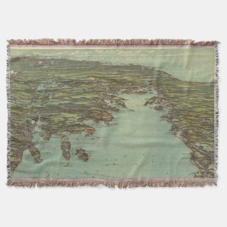 Vintage Pictorial Map of Buzzards Bay (1907) Throw