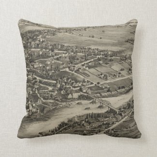 Vintage Pictorial Map of Caribou Maine (1893) Throw Pillows