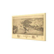 Vintage Pictorial Map of Cedar Key FL (1884) Stretched Canvas Prints