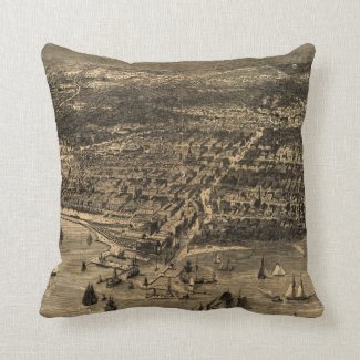 Vintage Pictorial Map of Chicago (1871) Pillows