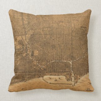 Vintage Pictorial Map of Chicago (1892) Pillow