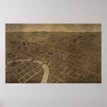 Vintage Pictorial Map of Columbus Ohio (1872) Print
