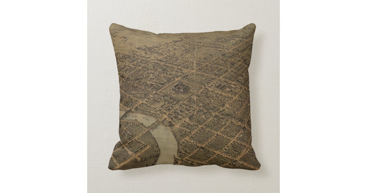 Vintage Pictorial Map of Columbus Ohio (1872) Throw Pillow Zazzle