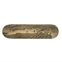 Vintage Pictorial Map of Coronado Beach (1880) Skate Board Decks