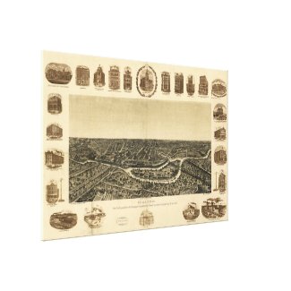 Vintage Pictorial Map of Dallas Texas (1892) Gallery Wrap Canvas