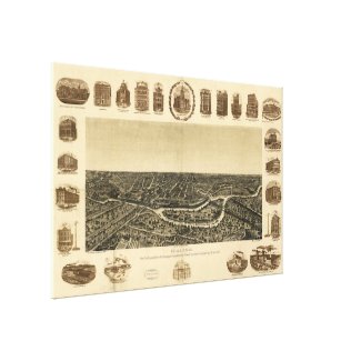 Vintage Pictorial Map of Dallas Texas (1892) Gallery Wrap Canvas