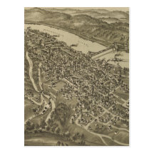 Vintage Pictorial Map of Morgantown WV (1897) Post Card