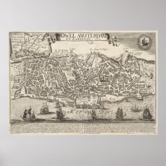 Vintage Pictorial Map of New York City (1672) Posters