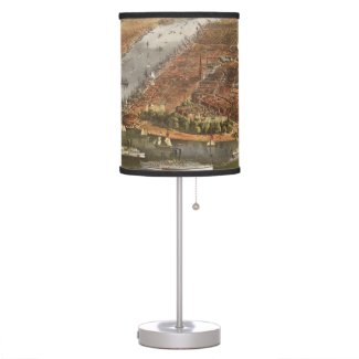 Vintage Pictorial Map of New York City (1870) Desk Lamp
