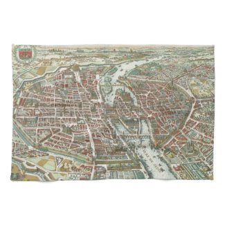 Vintage Pictorial Map of Paris (1615) Towel